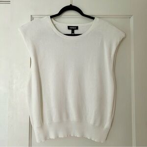 Express Cream White Shoulder Pad Sleeveless Knit Top